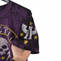 Mens Y2K Affliction Love Fist Grunge Punk Reversible Purple Shirt Size L