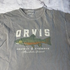 Orvis Protect Conserve Tee T Shirt Men’s Size Large Gray Fish S/S L83