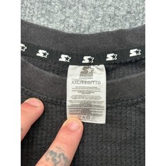 Starter Black Label Mens XXL Black Waffle Knit Thermal Long Sleeve Shirt