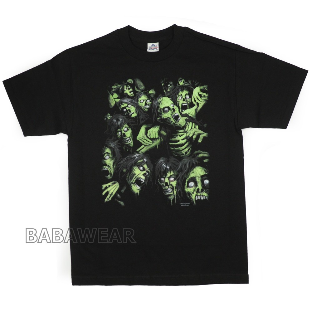 Zombie Pile T-Shirt Black Green Walking Dead Bite Scream Halloween costume