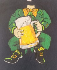 St. Patrick’s Day Leprechaun Beer T Shirt 100% Cotton Irish Black Men’s SZ Large