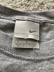 Vtg Nike T Shirt Gray Tag Sz L Made In Honduras / USA Orange Spellout Logo 90s