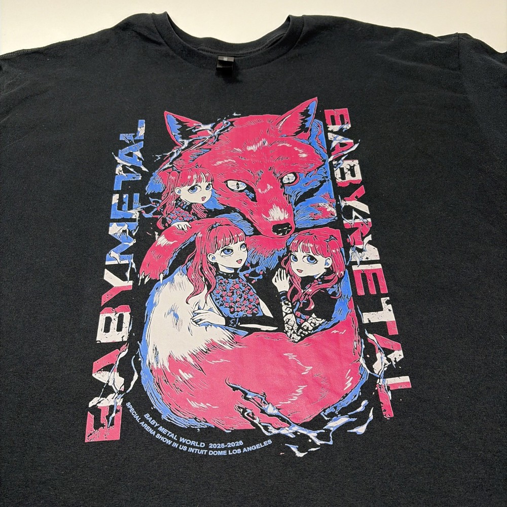 Babymetal 2025 Tour Los Angeles Double Sided size 2XL T Shirt Rare Band Merch