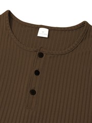 AMen’s Collarless Breasted Henry Shirt Top Fitness High Stretch Base Shirt