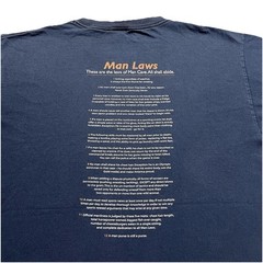 Vintage Y2K Man Cave Funny Graphic T Shirt Mens L Man Laws Back Print