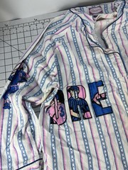 Vtg 90s Nite Dreamr Baseball Sleep Shirt Striped Pink Blue Graphic Oversized 80s