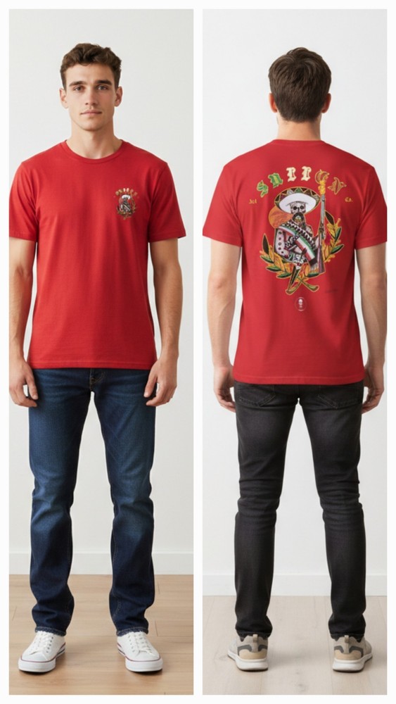 Sullen Art Rockabilly Ray Red Adult Large T-Shirt Mexican Skeleton Bandit NWOT