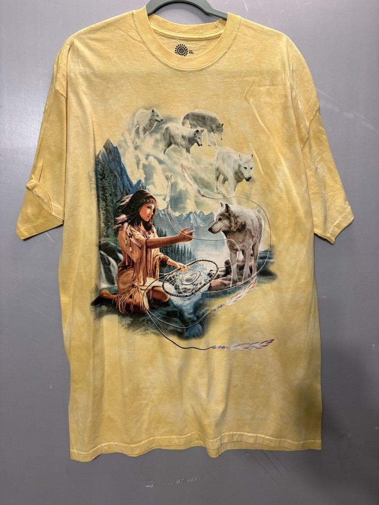 Adult The Mountain “Dreams Of Wild Spirit” Native American T-shirt Size XXL New