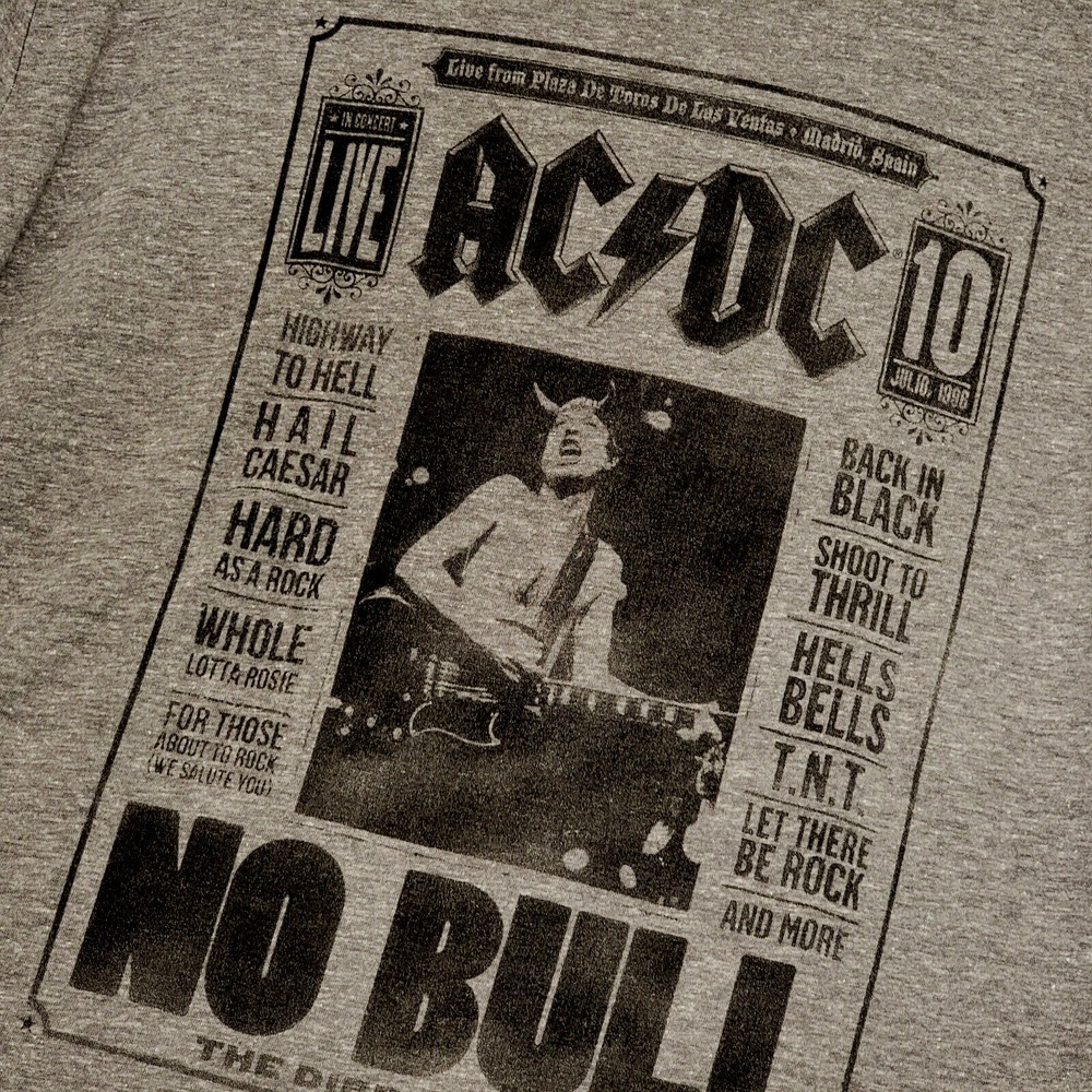 Lucky Brand ACDC NO BULL Shirt Mens LARGE GRAY METAL CONCERT TOUR NWT