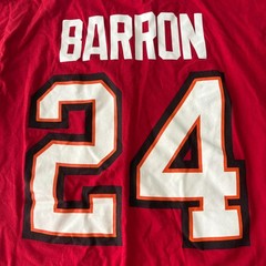 Nike Tee Tampa Bay Buccaneers Short Sleeve Shirt Mens L Red Cotton NFL 24 BARRON