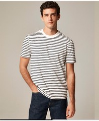 NWT J.Crew Size L Relaxed Vintage Wash T-Shirt Stripe Ivory Navy Lancet BZ100