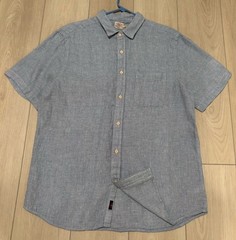 Faherty Brand Short-Sleeve Blue Linen Shirt Men’s XL H14