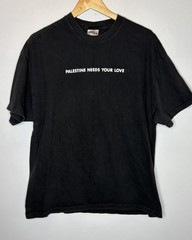 Vintage 90s Palestine Needs Your Love T Shirt Black Hanes Beefy Sz XL