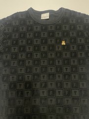 Teddy Fresh Terry Jacquard Men T-Shirt Black Crew Neck Short Sleeve H3 Pod Sz M