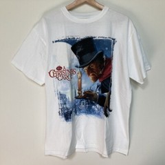 DISNEY Store Shirt Large A Christmas Carol Jim Carey Movie Promo T-Shirt White