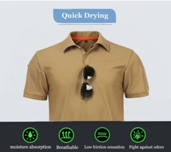 Men’s Tactical Polo T-Shirt Quick Dry Combat Short Sleeve Team Work Casual Shirt
