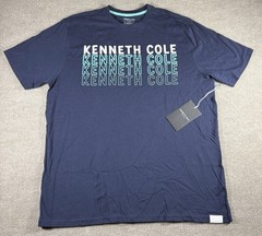 Kenneth Cole Shirt Men’s 1X Blue Short Sleeve Cotton Tee NEW Logos Spell out