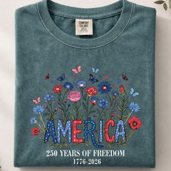 America 250 Wildflower Shirt Floral Independence Day Comfort Colors Tee