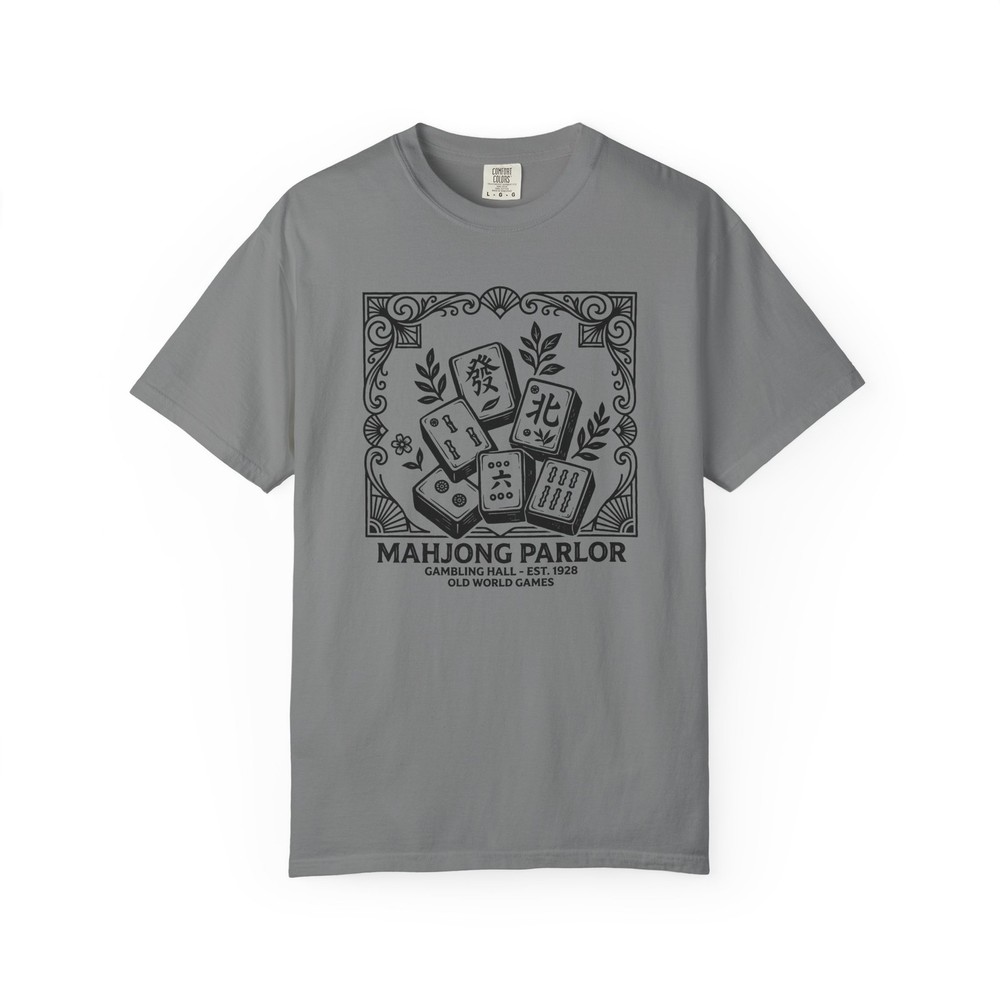 Retro Mahjong T Shirt Floral Linocut Comfort Colors Game Night Tee Vintage Mahj