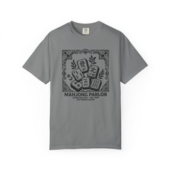 Retro Mahjong T Shirt Floral Linocut Comfort Colors Game Night Tee Vintage Mahj