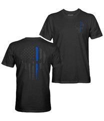 Fantastic Tees Thin Blue Line Skull USA Flag Support Men’s Stealth T-Shirt