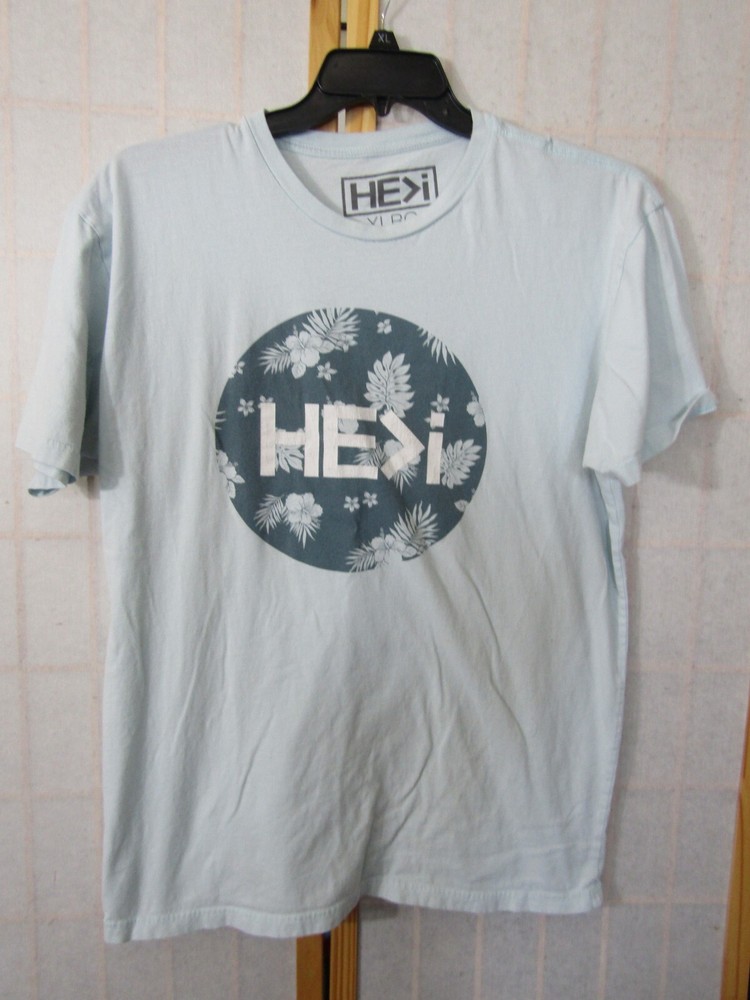 HEVI Hawaii Baby Blue 100% Cotton Logo Crew Neck T-Shirt Men’s Size XL