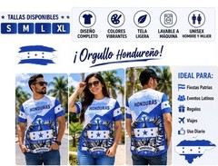 PLAYERA HONDURAS DE CUELLO REDONDO ESTAMPADO EN 3D UNISEX MANGA CORTA