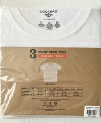 Dockers XLT Big & Tall 100% Cotton Crew neck T-shirts 3-Pack New w/Package White