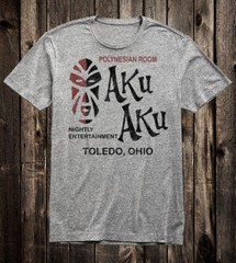 Retro Tiki Art Tee T Shirt Cotton Bar Mug Restaurant AKU AKU Toledo Ohio