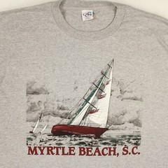 CAL CRU Vtg 90s Myrtle Beach, SC Sailboat Heather Gray Graphic T-SHIRT Men’s XL