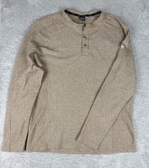 KUHL Konflikt Henley Shirt Mens Large Brown Waffle Knit Thermal Long Sleeve 7472