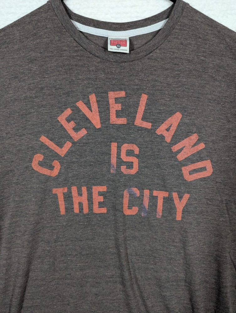Homage Cleveland Is The City T-Shirt Men XL Brown Graphic Tee Made in USA