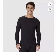 Hanes Men’s Waffle Knit Thermal Long Sleeve Shirt Black XL