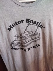 Motor Boatin Father’s Day Fishing T-Shirt Mens XL Gray Boat Lake Nautical USA