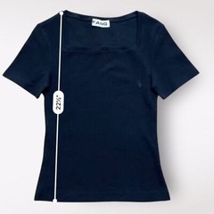 Fang Essential Square Neck Ribbed Tee Mens Size Small Black Basic