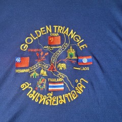 2x Golden Triangle XL Men’s T Shirt, China, Laos, Myanmar, Thailand Embroidered