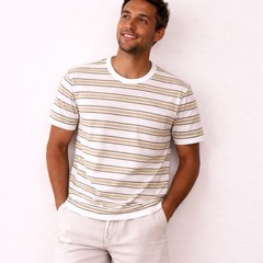 NWOT Common People Clothing Striped Taupe Soft Touch Cotton T shirt Men’s XL
