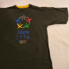 Vintage 90s XL Atlanta 1996 Olympics Games Art Logo T Shirt Sports Ringer Salem