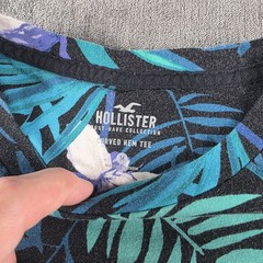 Hollister Must Have Collection Curved Hem Tee T-shirt Mens M Black Floral Ombre
