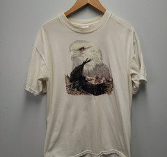 Vintage 90’s Bald Eagle Silhouette T-Shirt Men’s Large Jerzees 50/50 White