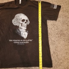 George Skeleton Stay Strapped or Get Clapped Graphic TShirt Black Size XL Funny