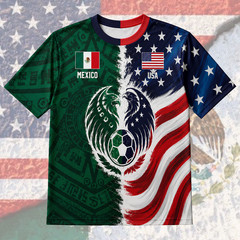 Personalized Mexico USA Soccer Jersey Name Number Aztec Mexican American (S-5XL)