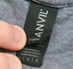 Anvil Gray Tri Blend Poly Cotton Rayon Short Sleeve Solid Tee T-Shirt Large A24