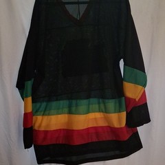 Vintage 1990s GEM Bob Marley Heavy Embroidered Mesh Hockey Jersey