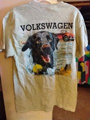 Volkswagen Men’s Short Sleeve T-Shirt Acid Wash Green Size MEDIUM Water Dog NWOT