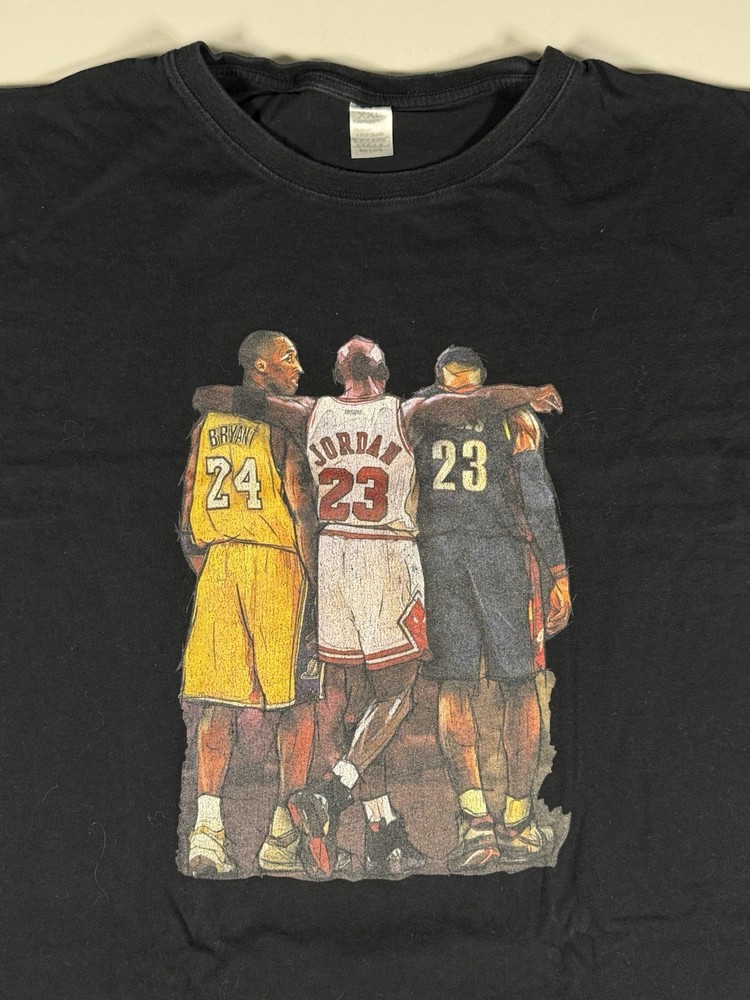 NBA Basketball Legends Lakers Bulls Cavs T-shirt Mens XXL Black Fan Made Tribute