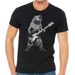 Bear Playing Bass Guitar, men’s premium quality tee t shirt
