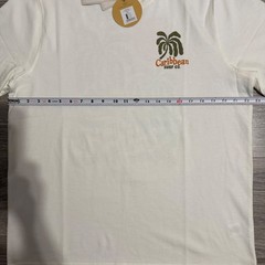 Common People Mens Size L Palms Print Tee Ecru Caribbean Surf Co Graphic Beach