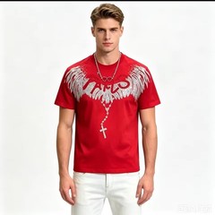 New Men Luxury Diamond Wings Rhinestones Fashion T-Shirt High Quality