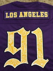 Death Row Records Los Angeles #91 Jersey Mens Size Small Purple Paisley NWT